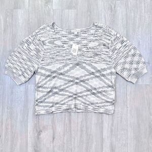 Women's 2X Plus Size NWT Plaid Heather V Neck Short Sleeve Sweater Top New